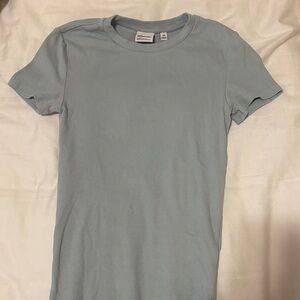 TNA Soft Blue Ribbed Crew Neck Top